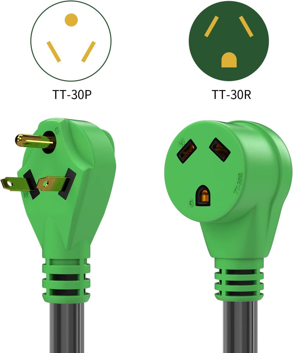 Detachable Power Cord 50A 50FT with Polarity LED Indicator, 14-50P Male to SS2-50R Locking Female, Storage Bag and Plastic Strap H620