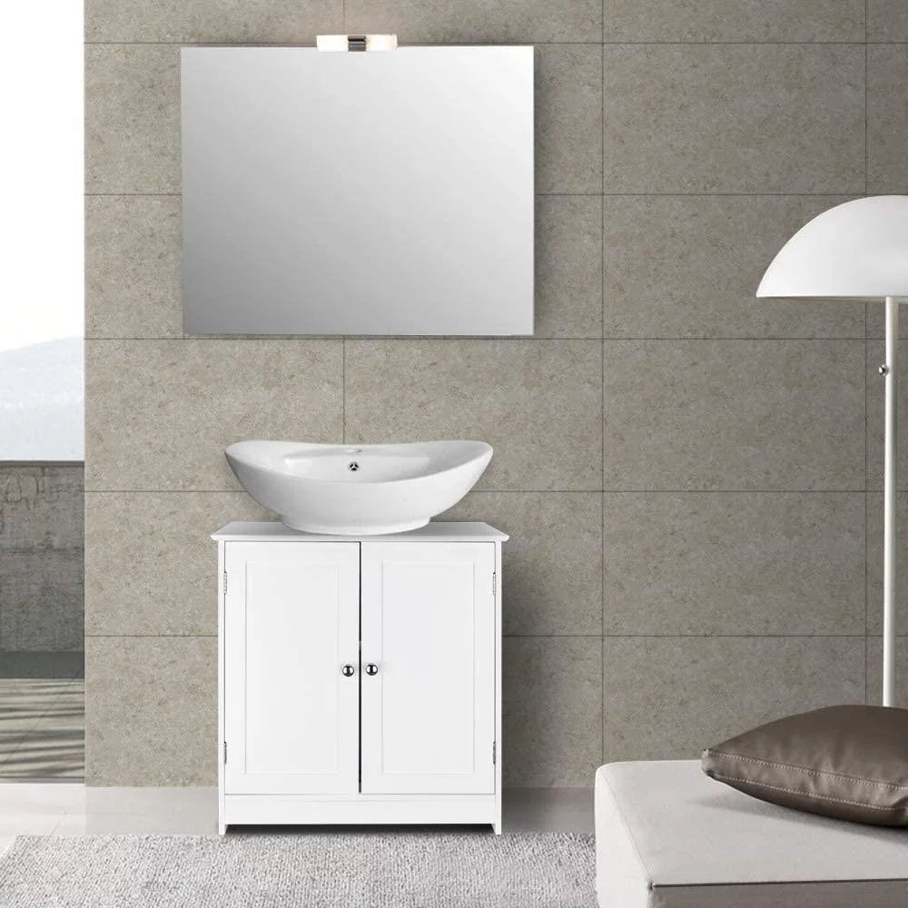 White Under Sink Bathroom Vanity Cabinet with Shelves I106