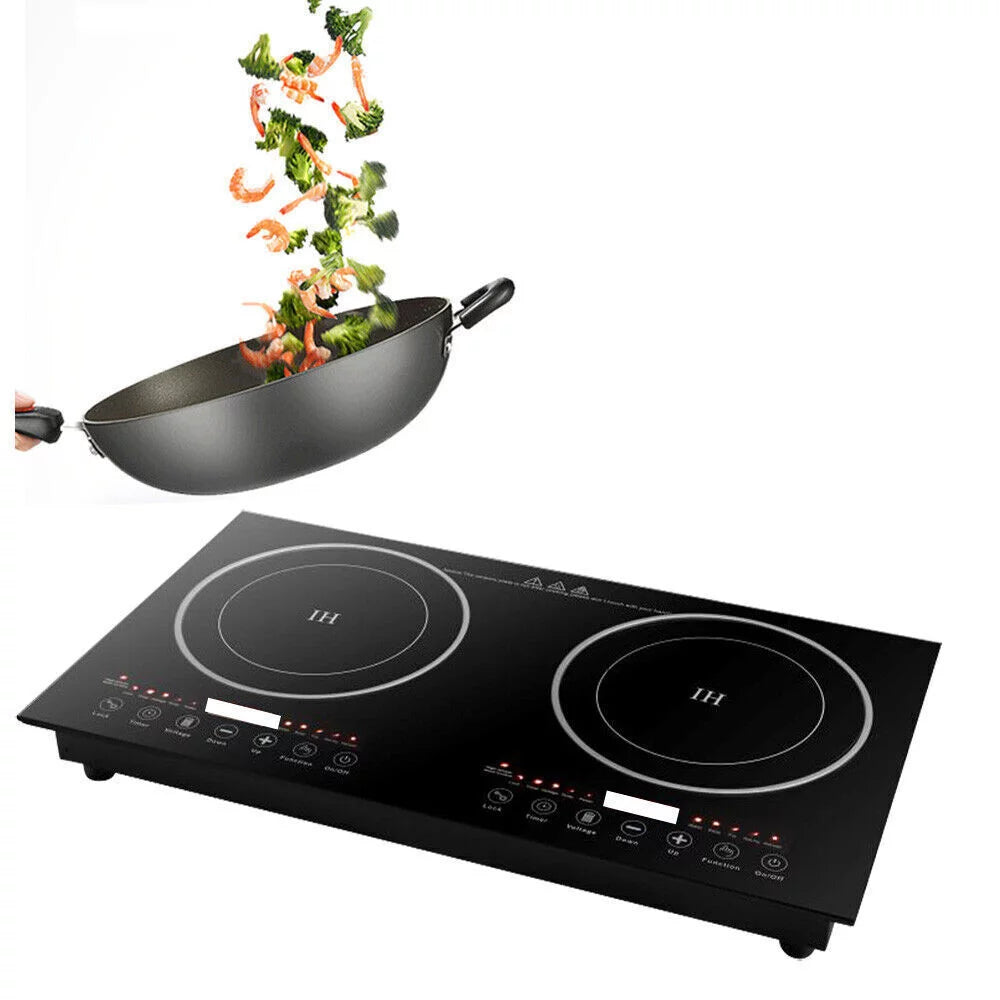 2-Burner Tempered Glass Electric Induction Cooktop 2400W V48847