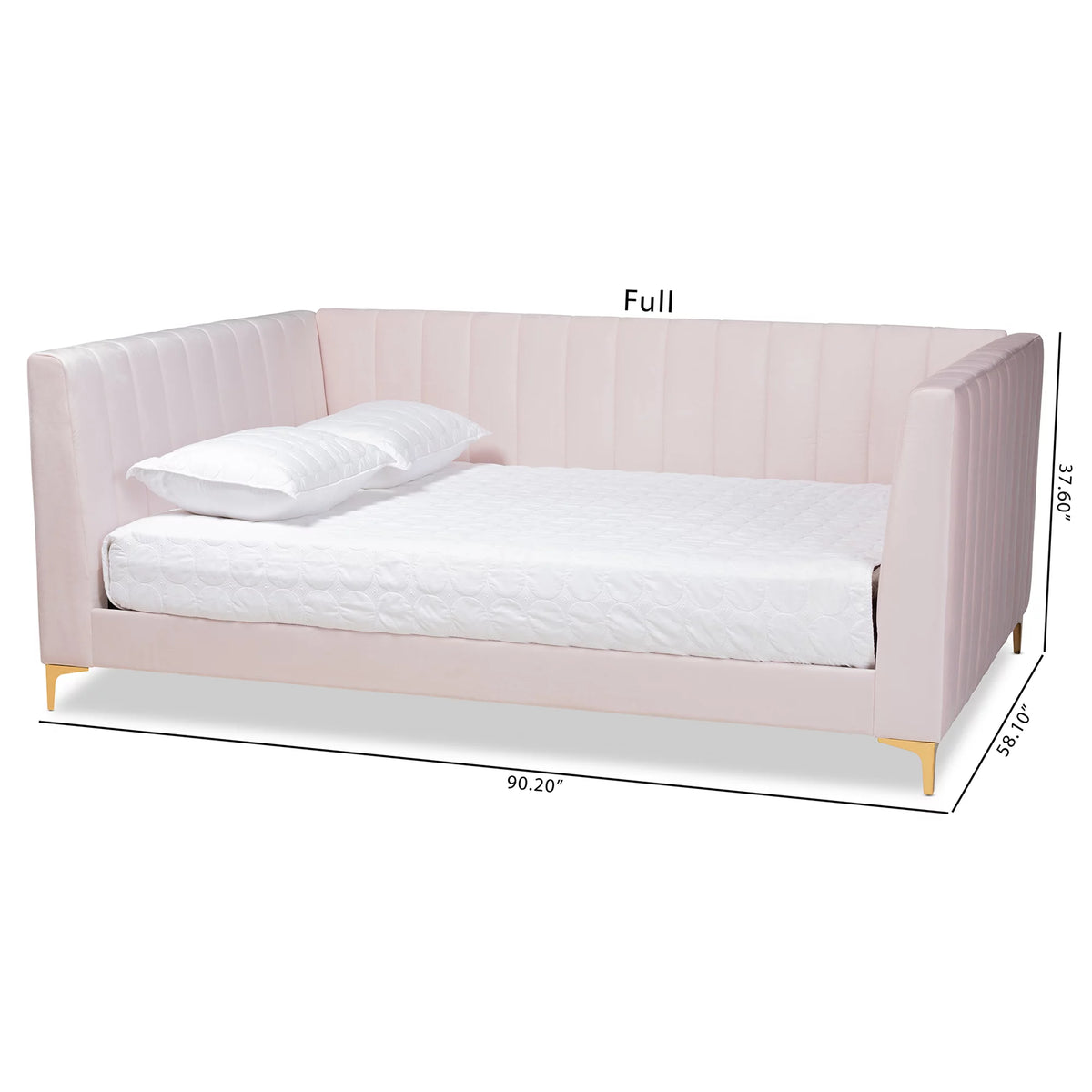 Light Pink Velvet Gold Finished Full Daybed W779
