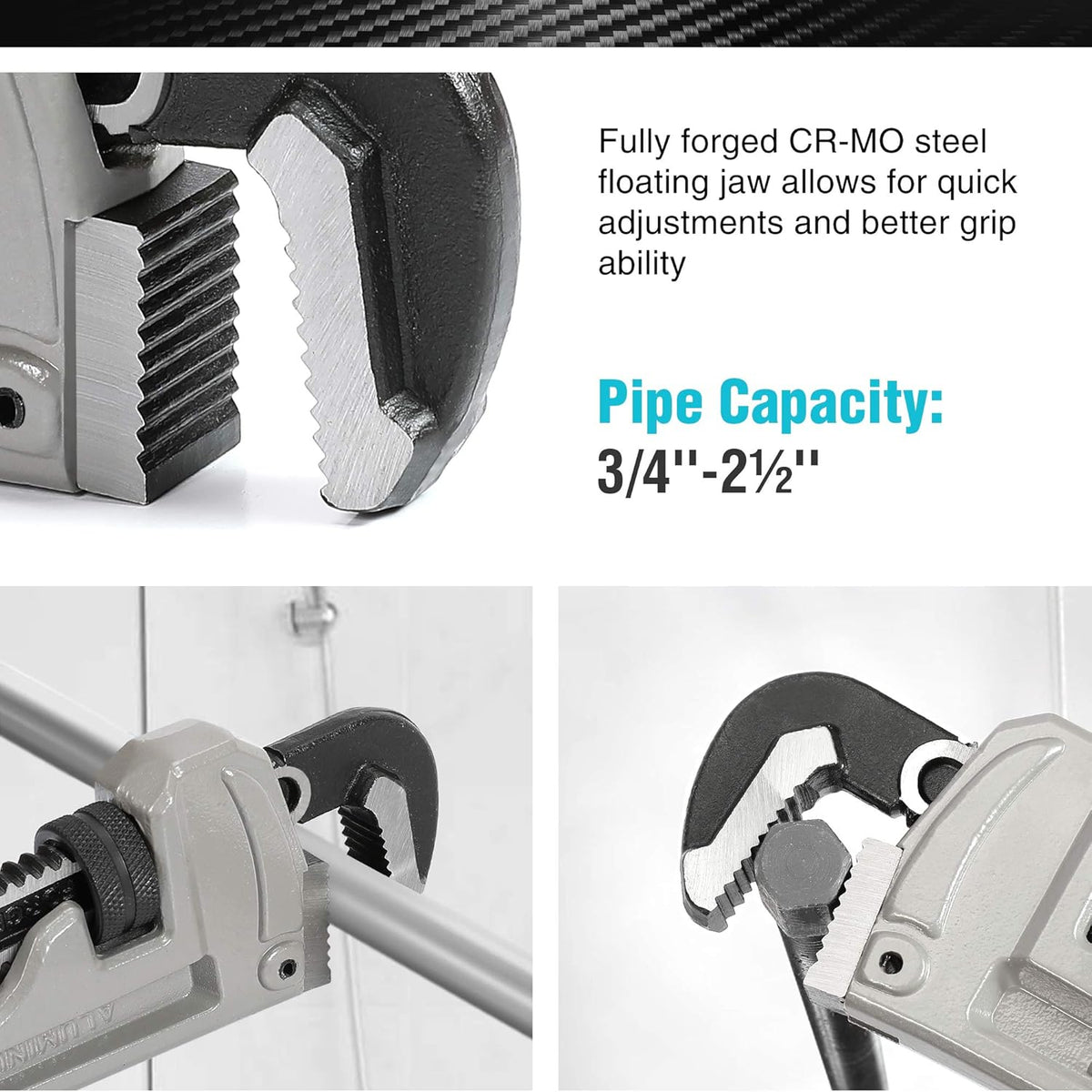 24-inch Heavy Duty Aluminum Straight Pipe Wrench, Adjustable, Drop Forged, Pack of 2 X8860