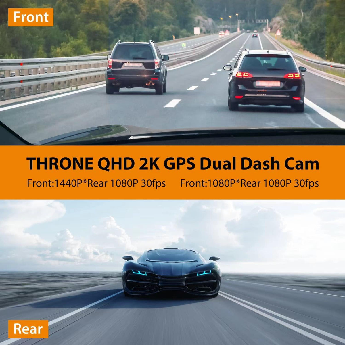 2K 1440P Front and Rear Dash Cam with WiFi GPS Night Vision M1535