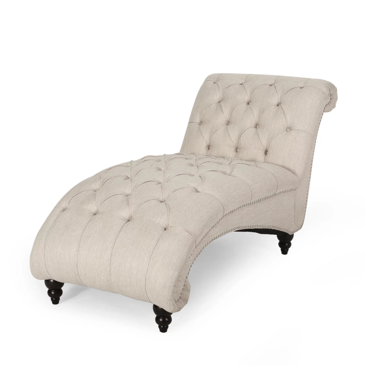 Beige Button Tufted Chaise Lounge T37377