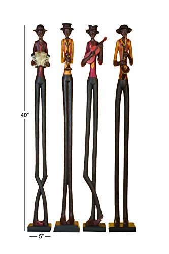 Set of 4 Polystone Decorative Sculptures with Black Base Stand, Brown I330013
