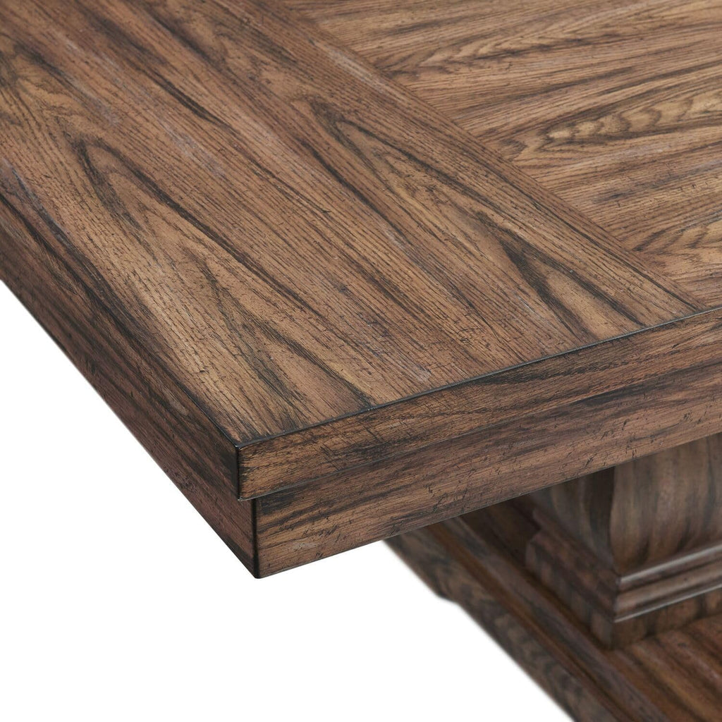 Rectangle Standard Height Dining Table, 42" D x 84" W x 30" H, Double Pedestal Base, Includes Two 12" Removable Extension Leaves G685320