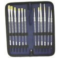 12 Long Handle Soft Grip Artist Paint Brushes with Storage Case J1959