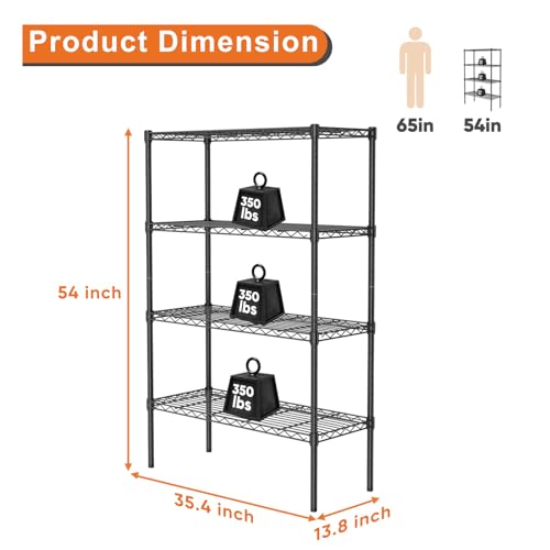 4-Shelf Adjustable Metal Wire Storage Shelving Unit I207280