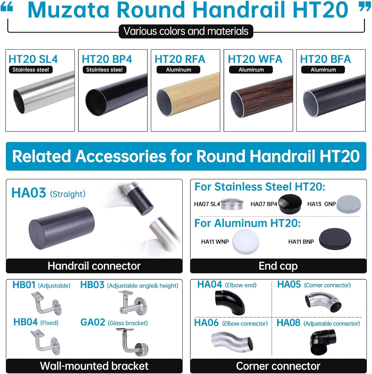 Adjustable Handrail Brackets for Stair Railing System H92744