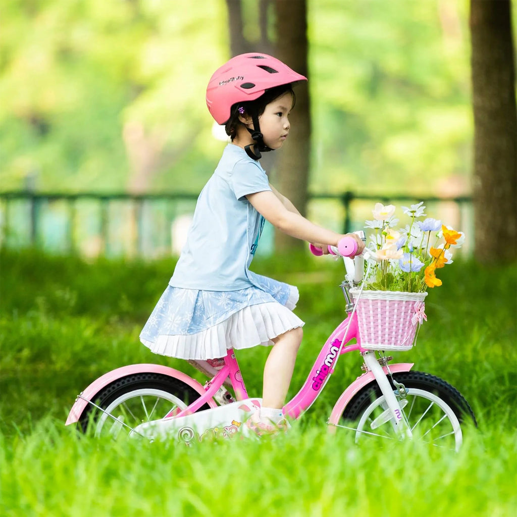 14 Inch Girls Kids Bike with Basket Training Wheels T6465