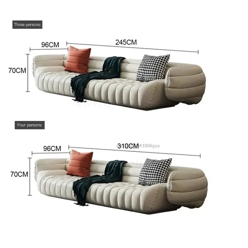 Yellow Light Grey Leather Sofa Y444