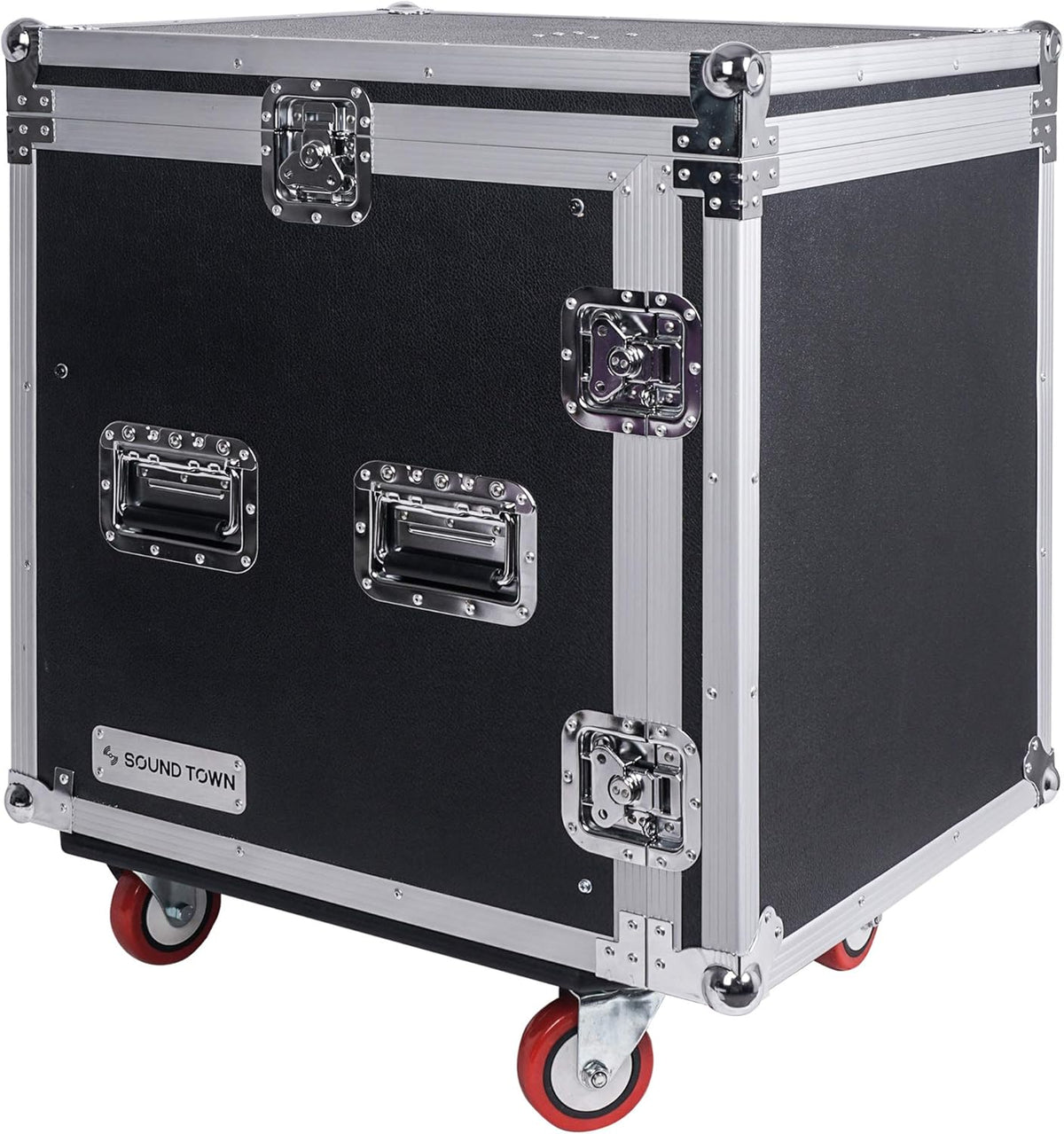 14U PA DJ Rack Case with 11U Slant Mixer Top and Casters X208