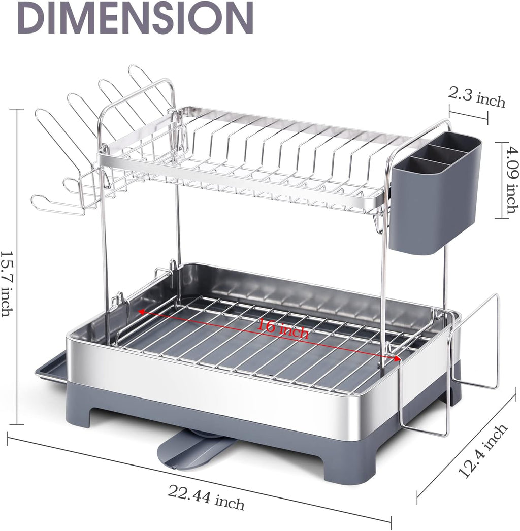 2-Tier Dish Drying Rack with Drainboard P5156