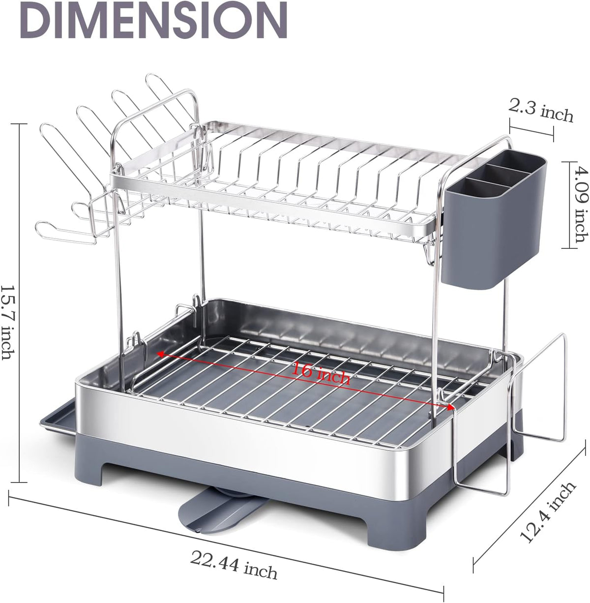 2-Tier Dish Drying Rack with Drainboard P5156