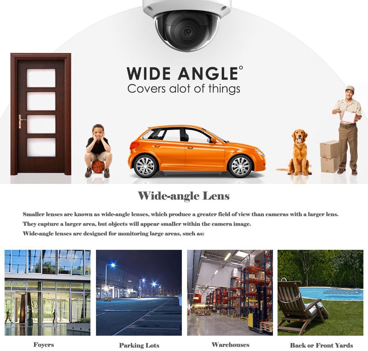 4MP PoE Security IP Camera Mini Dome Wide Angle 2.8mm Lens EXIR Audio and Alarm in and Out M69846