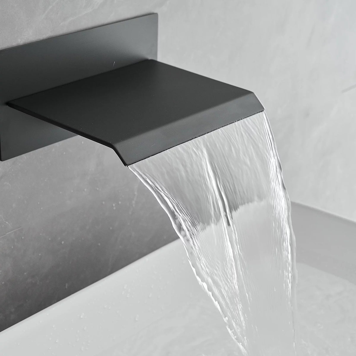 Wall Mount Waterfall Bathroom Faucet Matte Black T8085