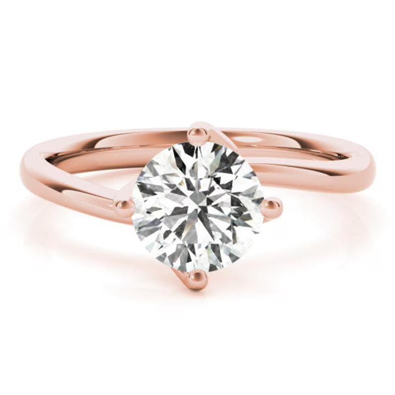 14K Rose Gold Solitaire Round Moissanite Engagement Ring T42569