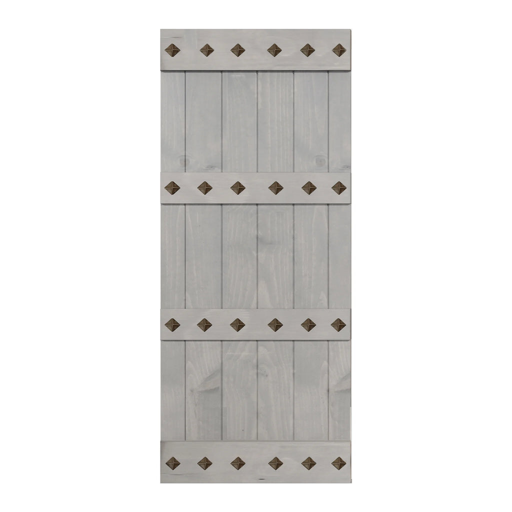 French Gray Finished Knotty Pine Wood Sliding Barn Door Slab O584645