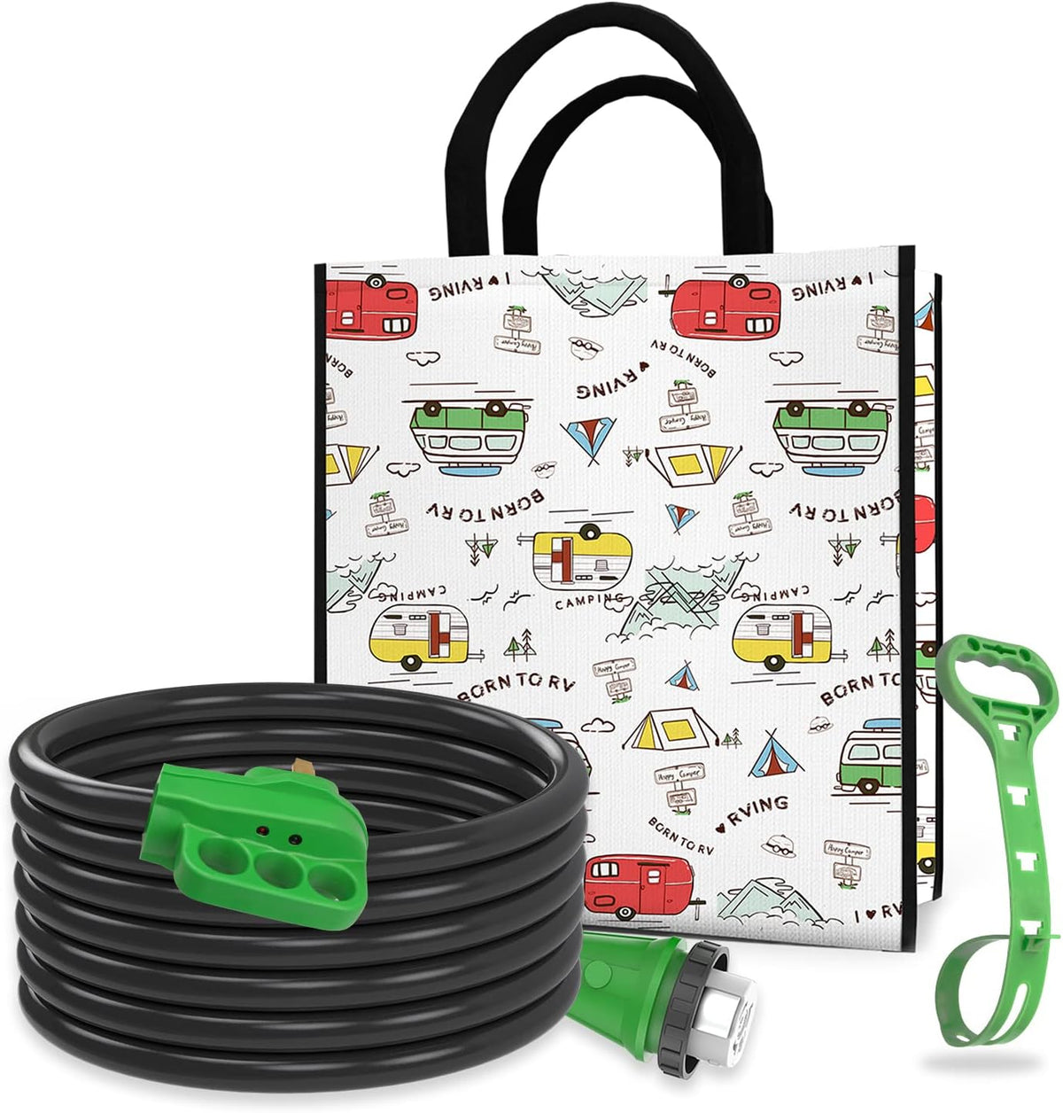 Detachable Power Cord 50A 50FT with Polarity LED Indicator, 14-50P Male to SS2-50R Locking Female, Storage Bag and Plastic Strap H620