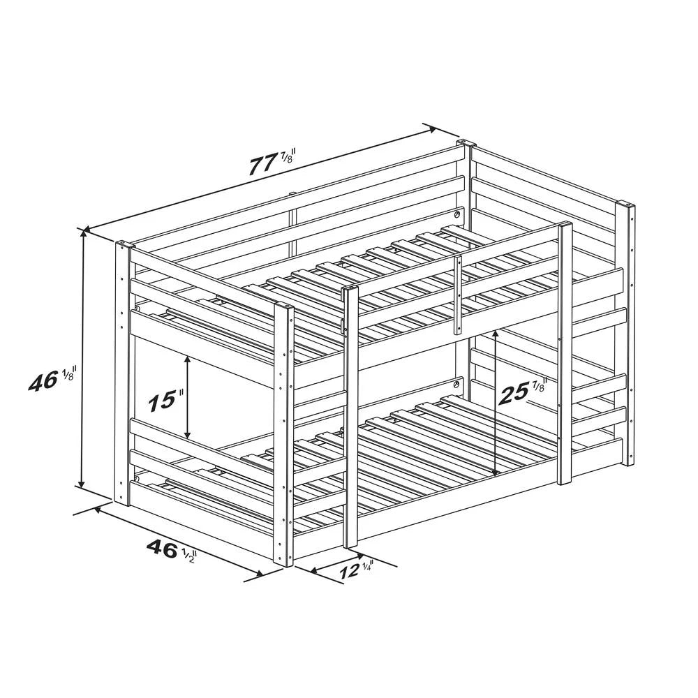 Wood Twin Over Twin Bunk Bed Q689803