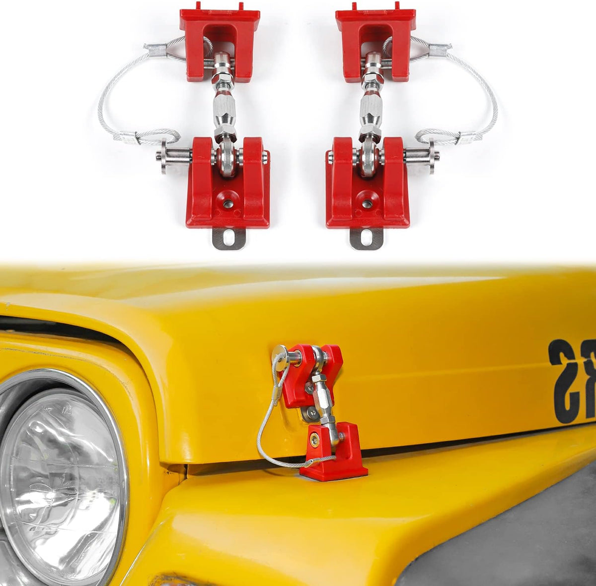 Black Locking Hood Latch Kit for Jeep Wrangler TJ, Pack of 2 I256549