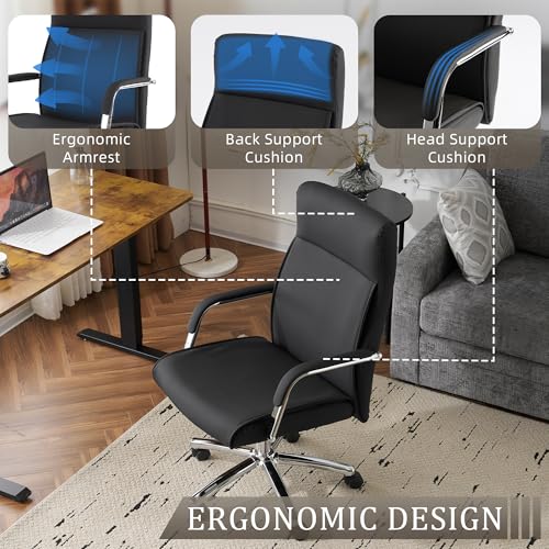 Faux Leather Adjustable Swivel Desk Chair with Gold Legs and Armrests L203235
