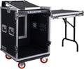14U PA DJ Rack Case with 11U Slant Mixer Top and Casters X208