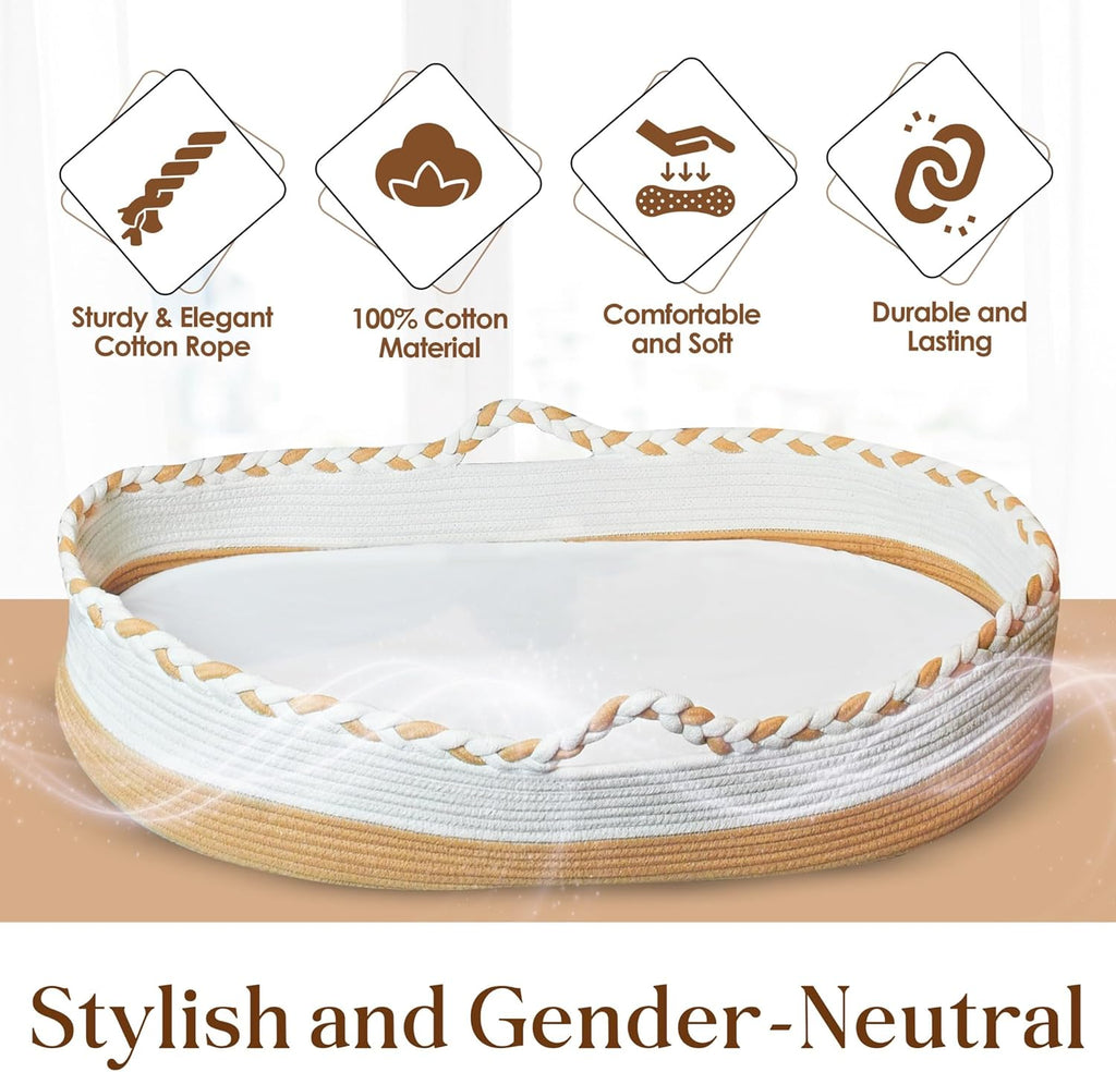 Baby Changing Basket with Thick Foam Mattress, Waterproof Cover, Storage Bag X2321