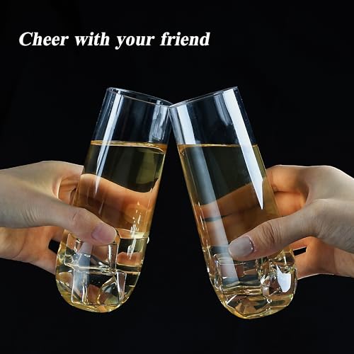 48 Pack 9 oz Clear Stemless Plastic Champagne Flutes B341666
