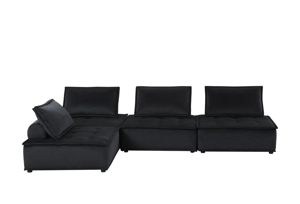 Black Velvet 4 Pc Sectional Sofa Z3493