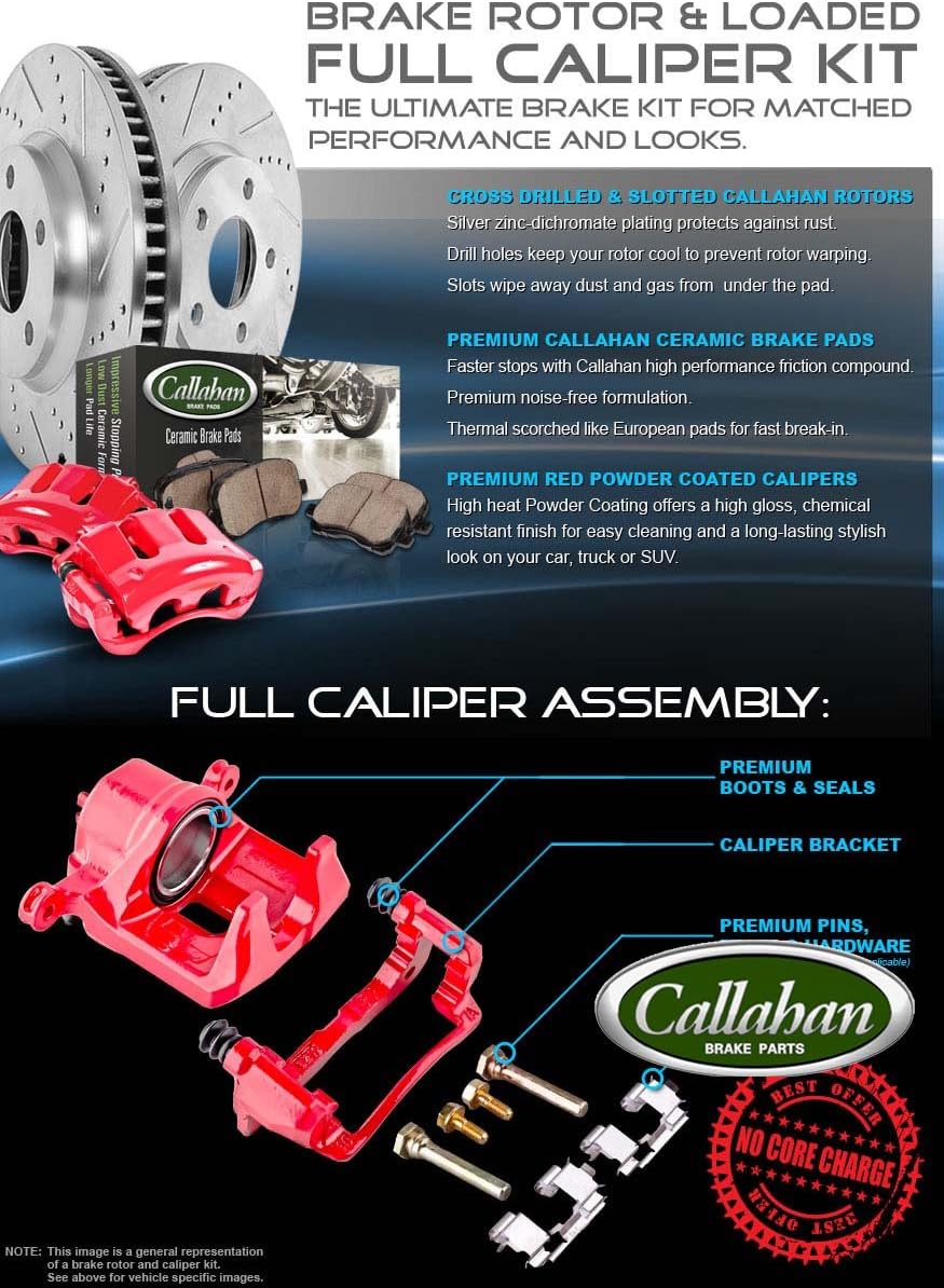 Powder Coated Red Calipers Rotors Ceramic Pads Performance Kit N318