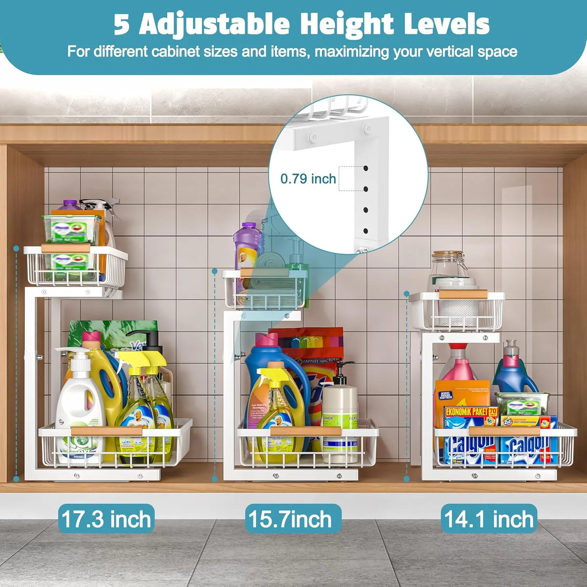 White 2 Pack 2 Tier Slide Out Under Sink Organizer E59088