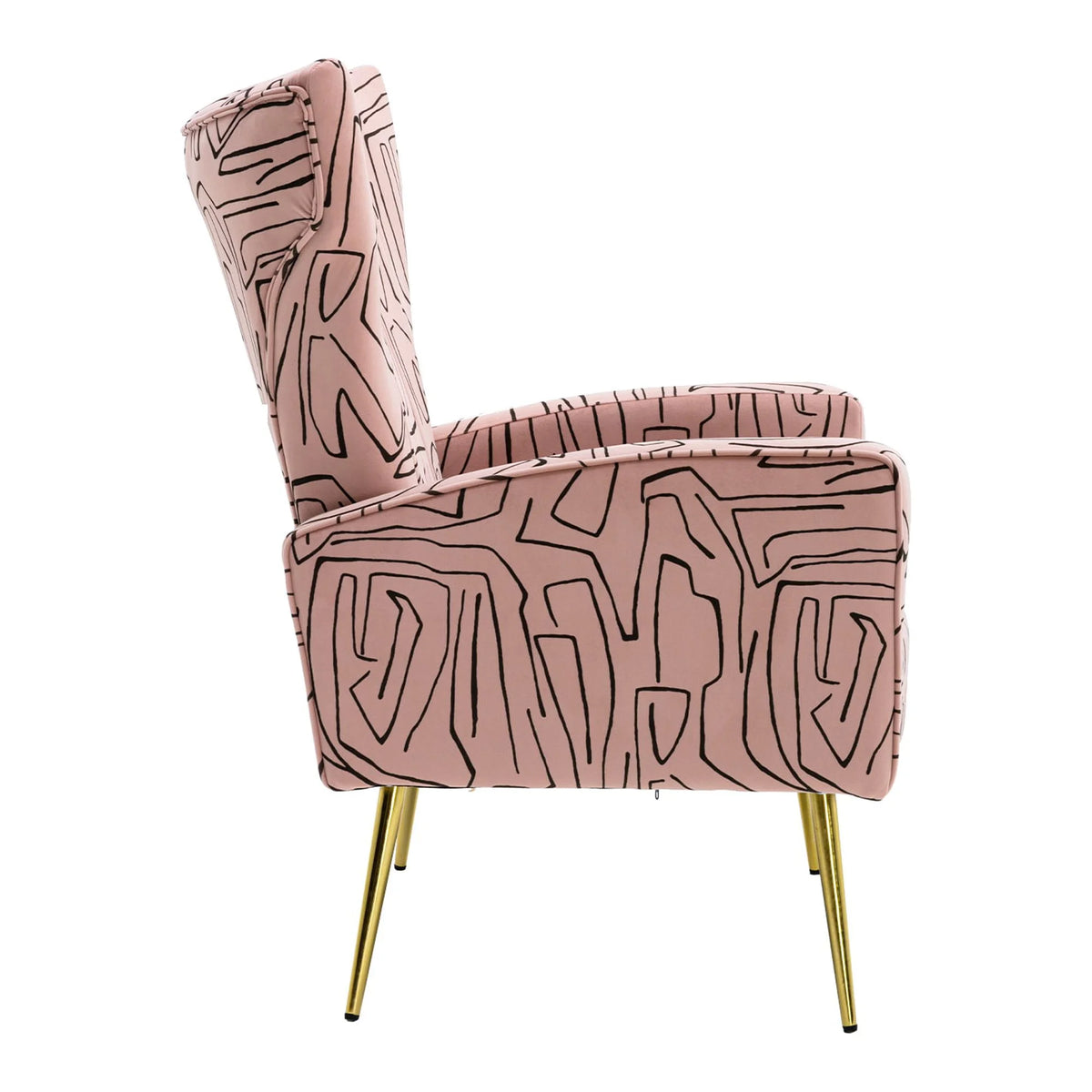 Velvet Wing Back Accent Chair with Metal Gold Legs C43065
