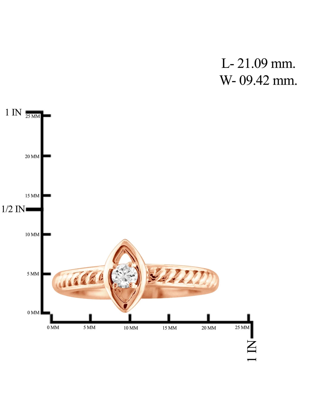 1/10 Carat White Diamond Ring Rose Gold Over Silver M5808
