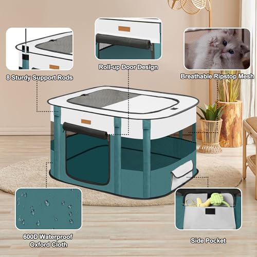 Black Small Foldable Pet Playpen with Carry Bag O937556