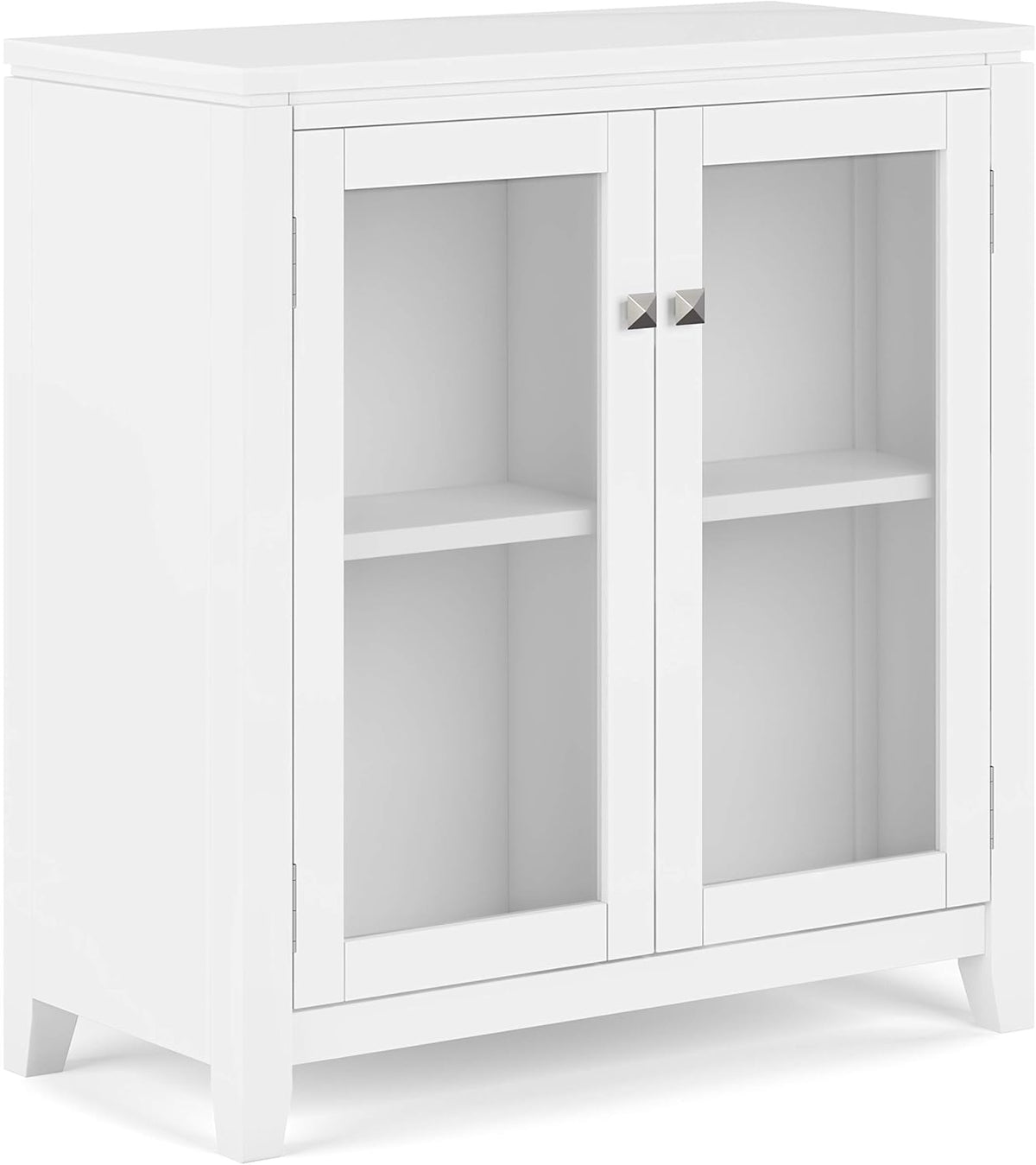 Farmhouse Grey 30 inch Wide Low Storage Cabinet with 2 Tempered Glass Doors K13899