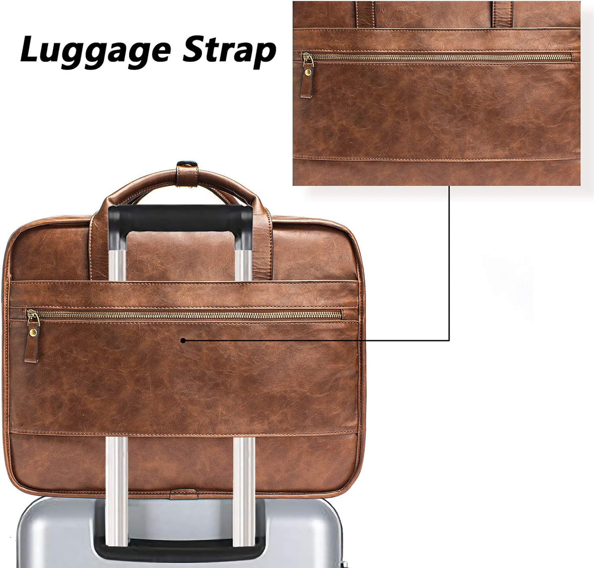 Vintage Brown Leather Laptop Messenger Bag Q843