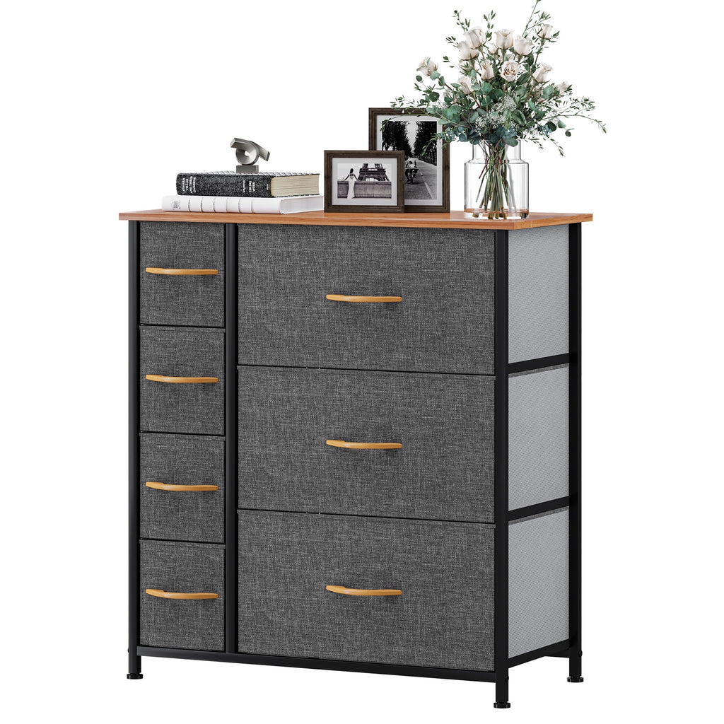 Gray Metal Fabric Wood Drawer Chests B2386