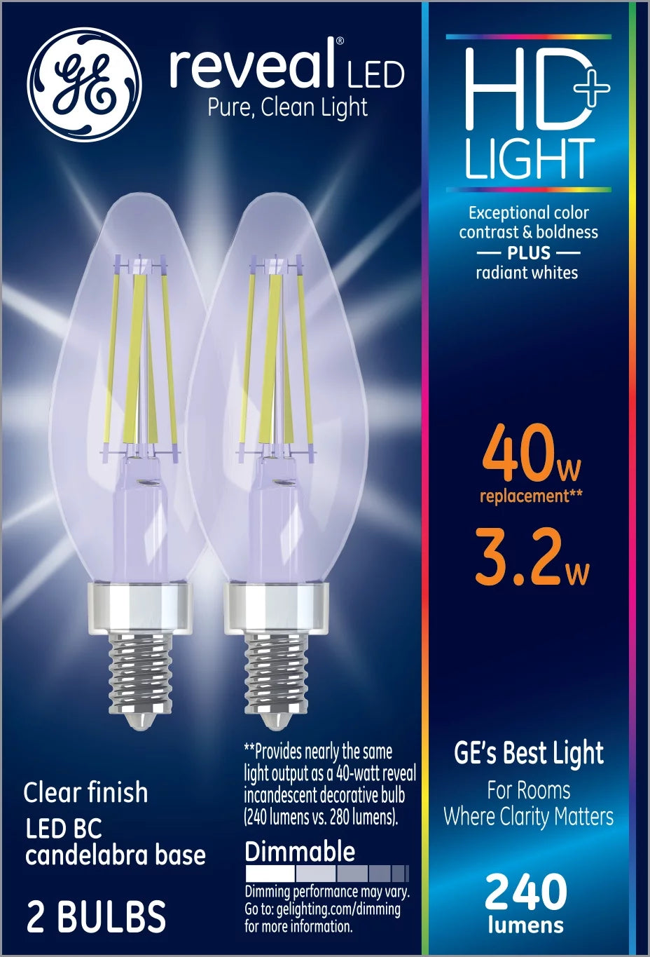 LED Decorative Light Bulbs 40 watts Eqv Candelabra Base 2pk J193293