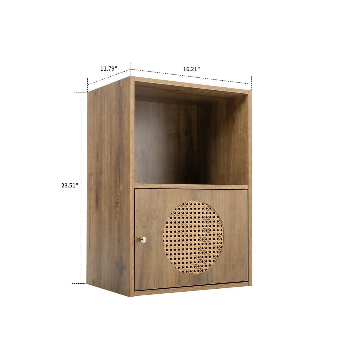 Antique Particle Board Two Layers Storage Cabinet with PE Rattan Door M64737