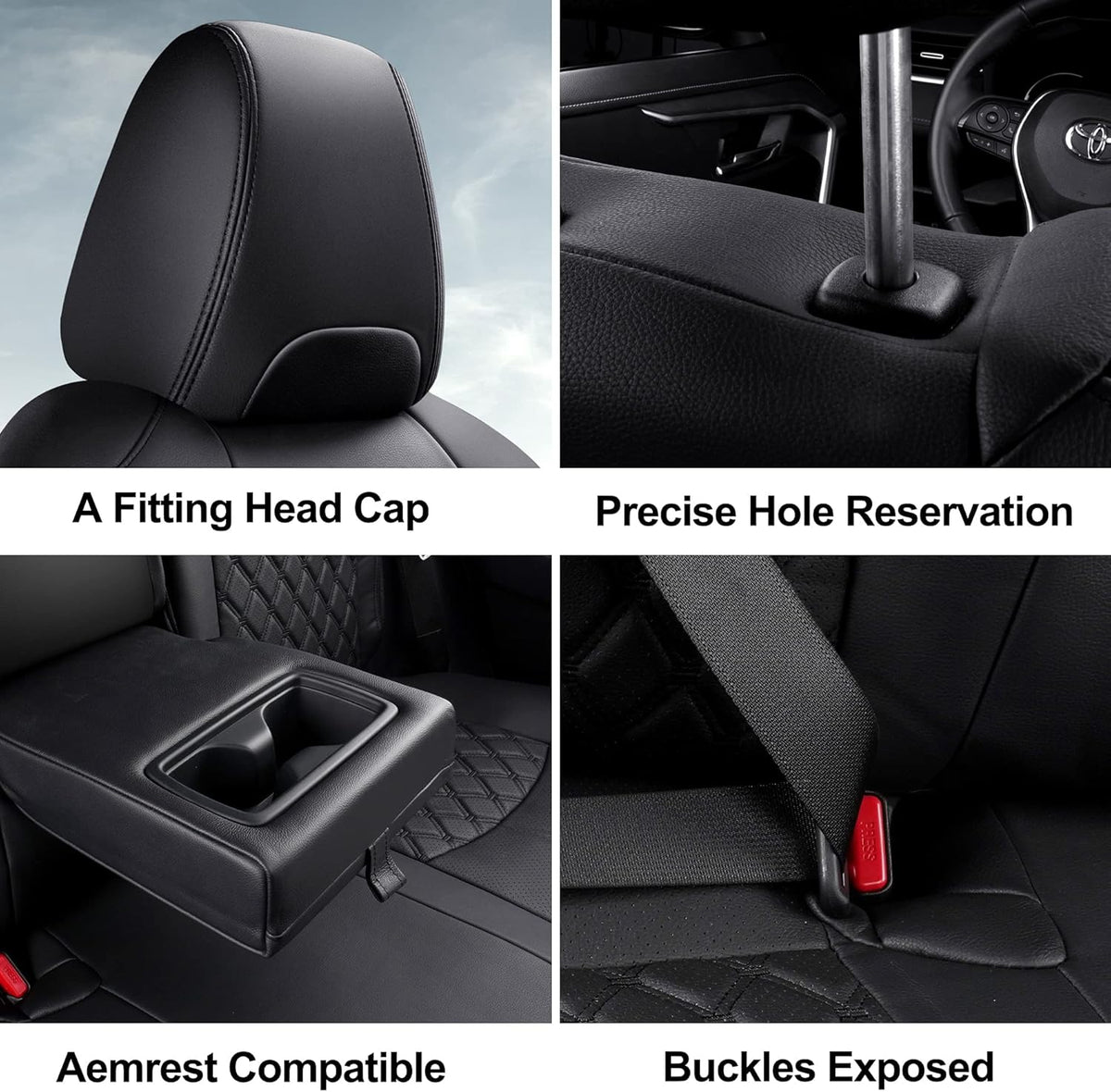 Pu Leather Car Seat Covers Full Set Black A46501