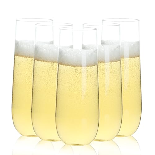 48 Pack 9 oz Clear Stemless Plastic Champagne Flutes B341666