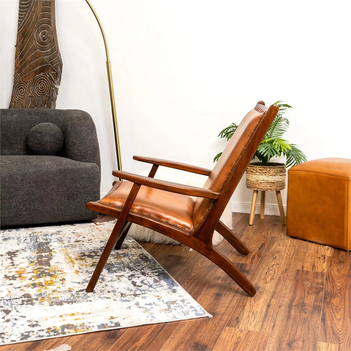 Cognac Tan Leather Armchair N908