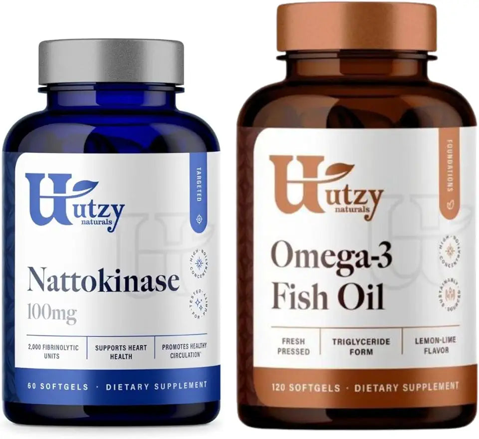 Nattokinase 100 mg & Omega 3 Fish Oil Cardiovascular Support Q46300