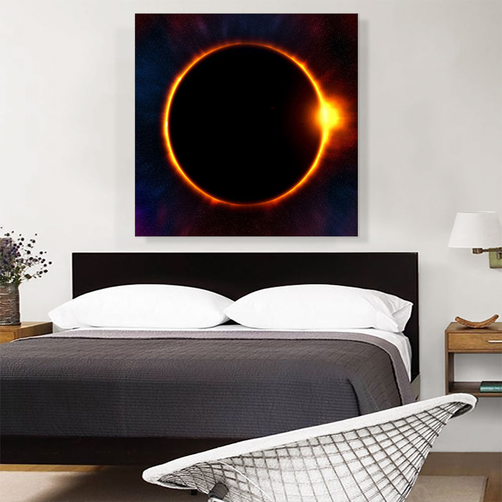 Solar Eclipse Moon Blocking Out Sun Square Canvas Art Print 36" x 36" N29758