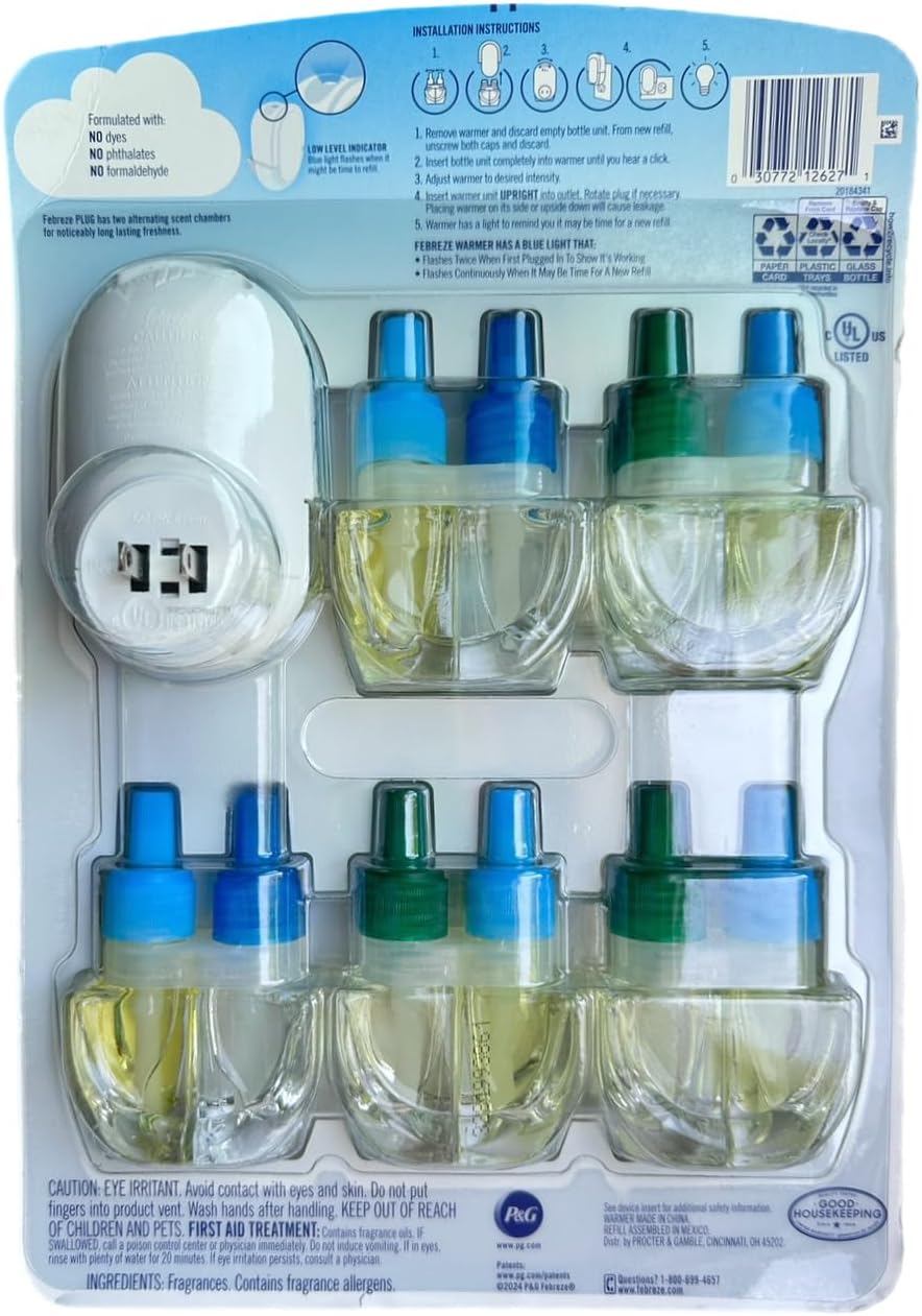 5 Pack refill plugin oil with Breeze & Fresh scented oil R515649
