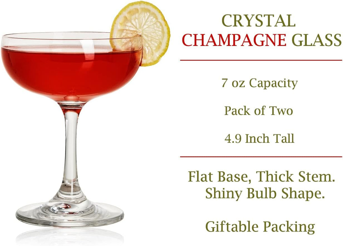 Champagne Coupe Glass Set of 2, Crystal, 7 oz J6475