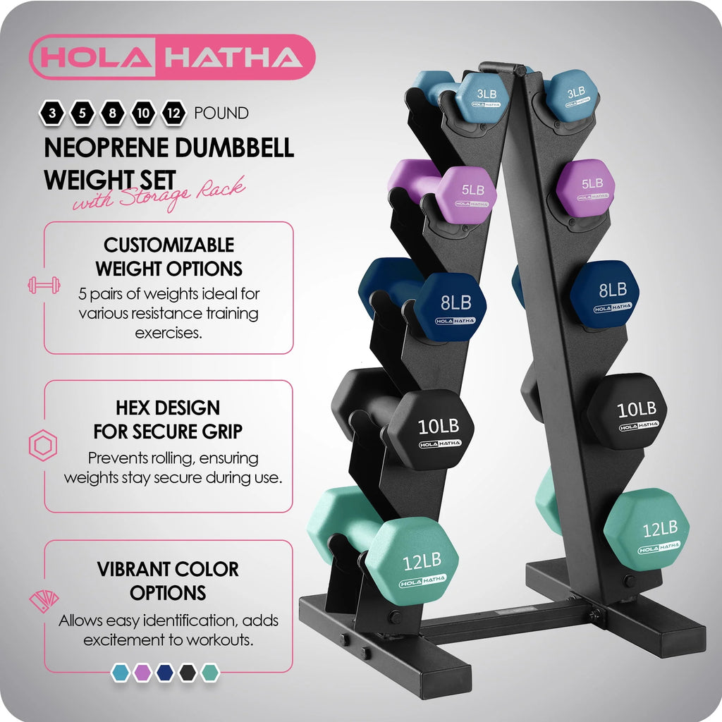 Neoprene Dumbbell Weight Set with Rack X65602