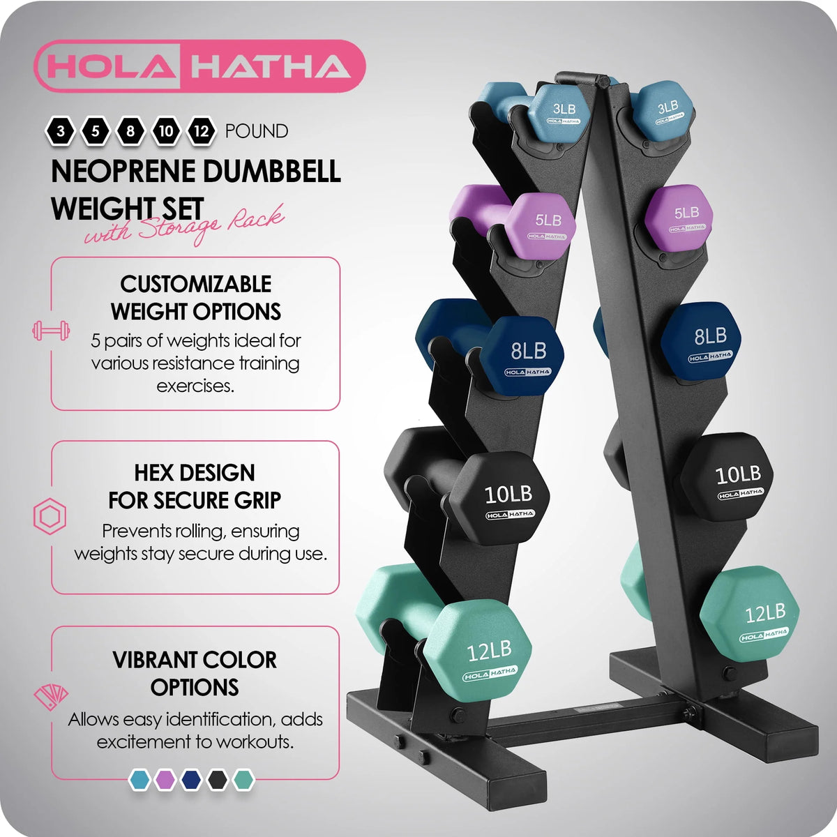 Neoprene Dumbbell Weight Set with Rack X65602