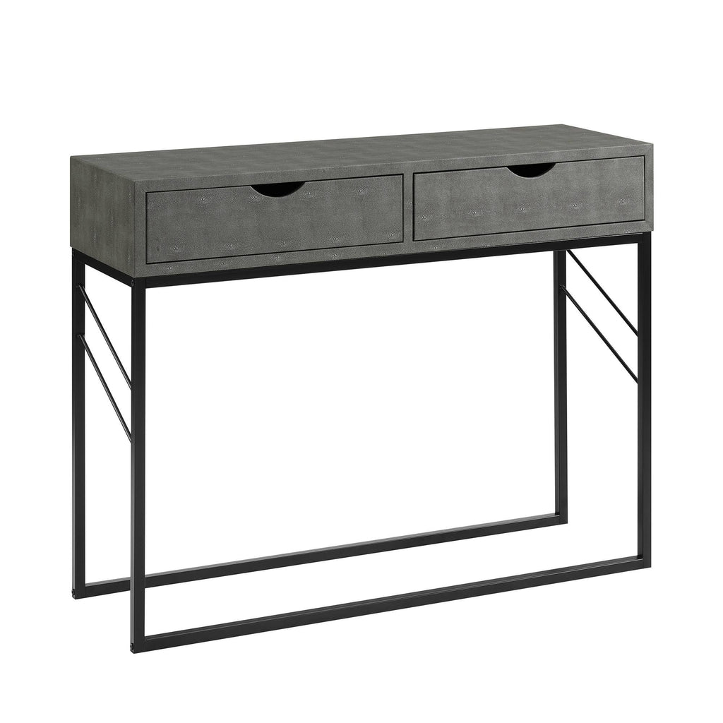 Grey 2-Drawer Faux Shagreen Entry Table P347