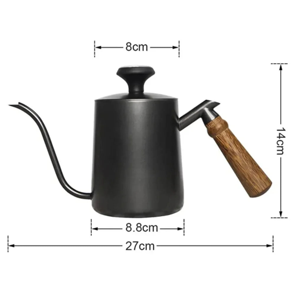 White Steel GooseNeck Coffee Kettle 600ML with Thermometer Z8865
